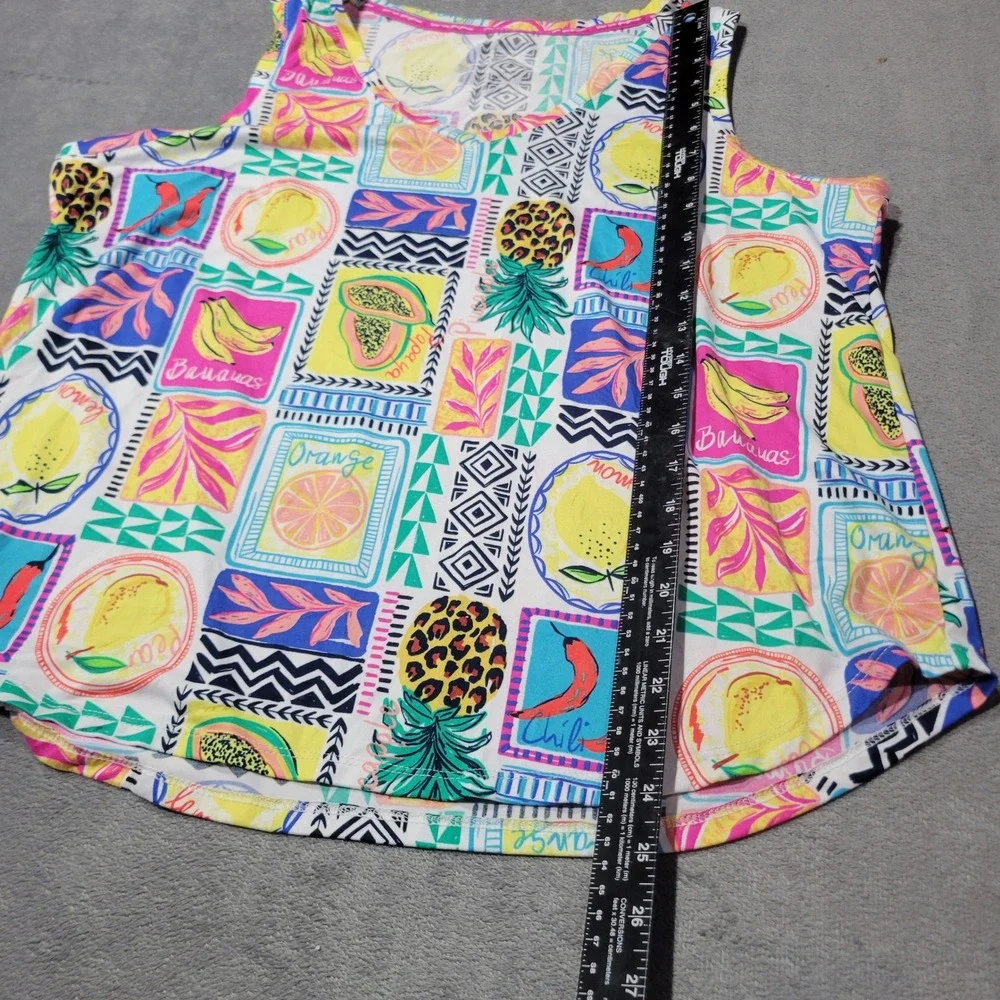 2-Piece‎ Set Womens XL Multi Fruit Print Tank Shorts Summer Loungewear Tropical